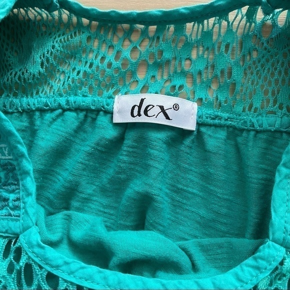 dex Teal Lace Embroidered Neckline Sleeveless Top US 4-5 Girls - Picture 4 of 5